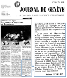 De l'avis de Maître Kohn sur la dernière saison des ventes en Europe dans Le Journal de Genève, n° 226