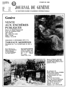 Un Renoir et un Utrillo en vedette de la vente organisée à l'Hôtel Richemond de Genève dans Le Journal de Genève, n° 282