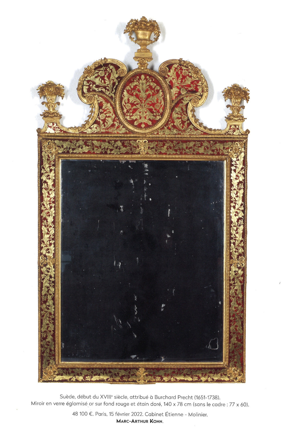 Miroir en verre églomisé attribué à Burchard Precht, vendu