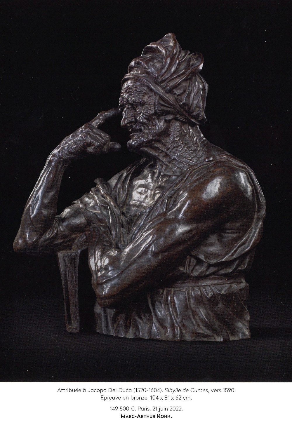 Sculpture en bronze représentant la Sibylle de Cumes, vendue