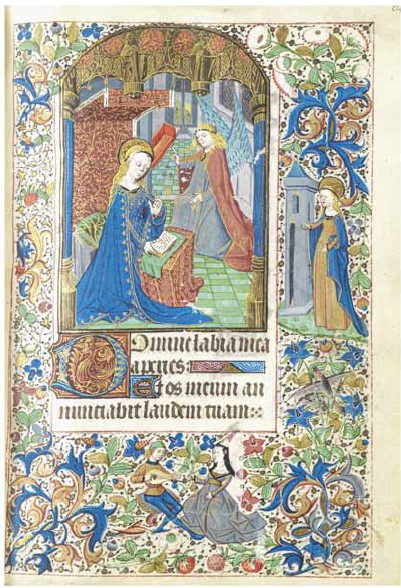 Livre d'heures enluminé du XVe siècle ouvert sur une Annonciation, vendu